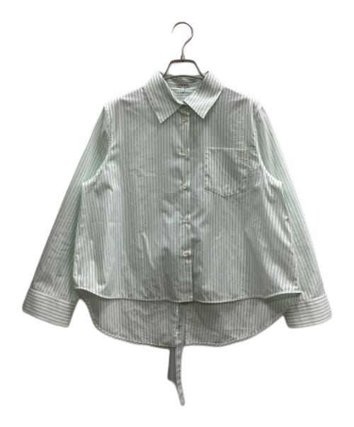 LOEWE（ロエベ）LOEWE (ロエベ) ストライプクロップドシャツ ホワイト×グリーン サイズ:36の古着・服飾アイテム
