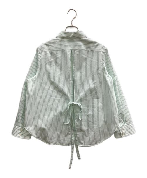 LOEWE（ロエベ）LOEWE (ロエベ) ストライプクロップドシャツ ホワイト×グリーン サイズ:36の古着・服飾アイテム