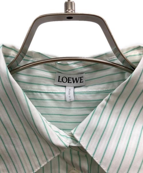 LOEWE（ロエベ）LOEWE (ロエベ) ストライプクロップドシャツ ホワイト×グリーン サイズ:36の古着・服飾アイテム