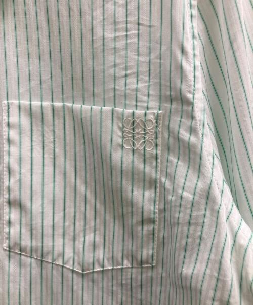 LOEWE（ロエベ）LOEWE (ロエベ) ストライプクロップドシャツ ホワイト×グリーン サイズ:36の古着・服飾アイテム