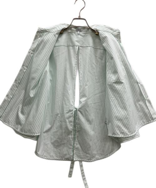 LOEWE（ロエベ）LOEWE (ロエベ) ストライプクロップドシャツ ホワイト×グリーン サイズ:36の古着・服飾アイテム
