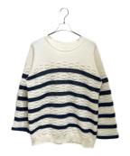 HERMESエルメス）の古着「Chaine d'Ancre Striped Knit Sweater/シェーヌダンクルボーダーニット/3E2624D2」｜ホワイト×ネイビー