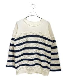 HERMES（エルメス）の古着「Chaine d'Ancre Striped Knit Sweater/シェーヌダンクルボーダーニット/3E2624D2」｜ホワイト×ネイビー