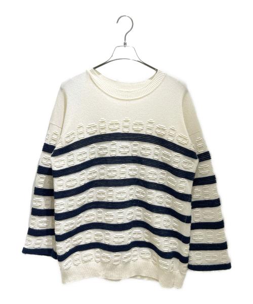 HERMES（エルメス）HERMES (エルメス) Chaine d'Ancre Striped Knit Sweater/シェーヌダンクルボーダーニット/3E2624D2 ホワイト×ネイビー サイズ:38の古着・服飾アイテム