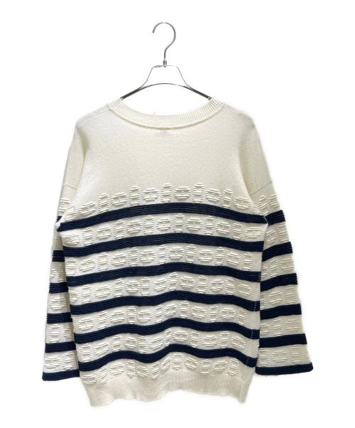HERMES（エルメス）HERMES (エルメス) Chaine d'Ancre Striped Knit Sweater/シェーヌダンクルボーダーニット/3E2624D2 ホワイト×ネイビー サイズ:38の古着・服飾アイテム