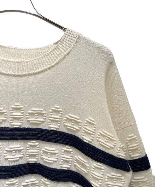 HERMES（エルメス）HERMES (エルメス) Chaine d'Ancre Striped Knit Sweater/シェーヌダンクルボーダーニット/3E2624D2 ホワイト×ネイビー サイズ:38の古着・服飾アイテム