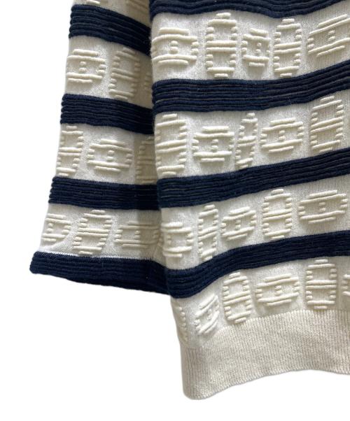HERMES（エルメス）HERMES (エルメス) Chaine d'Ancre Striped Knit Sweater/シェーヌダンクルボーダーニット/3E2624D2 ホワイト×ネイビー サイズ:38の古着・服飾アイテム
