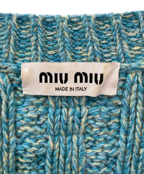 MIU MIU（ミュウミュウ）MIU MIU (ミュウミュウ) カシミヤウールケーブルVネックニット グリーン サイズ:38の古着・服飾アイテム