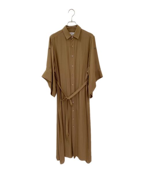 HYKE（ハイク）HYKE (ハイク) SHEER TWILL BELL-SLEEVE DRESS ブラウン サイズ:1の古着・服飾アイテム