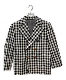 Vivienne Westwood RED LABEL（ヴィヴィアンウエストウッドレッドレーベル）の古着「綿麻ギンガムチェックダブルブレストジャケット」｜ブラック