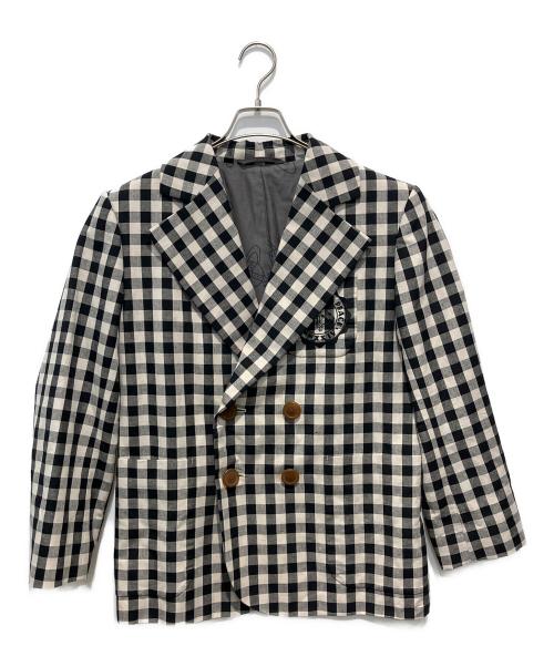 Vivienne Westwood RED LABEL（ヴィヴィアンウエストウッドレッドレーベル）Vivienne Westwood RED LABEL (ヴィヴィアンウエストウッドレッドレーベル) 綿麻ギンガムチェックダブルブレストジャケット ブラック サイズ:02の古着・服飾アイテム