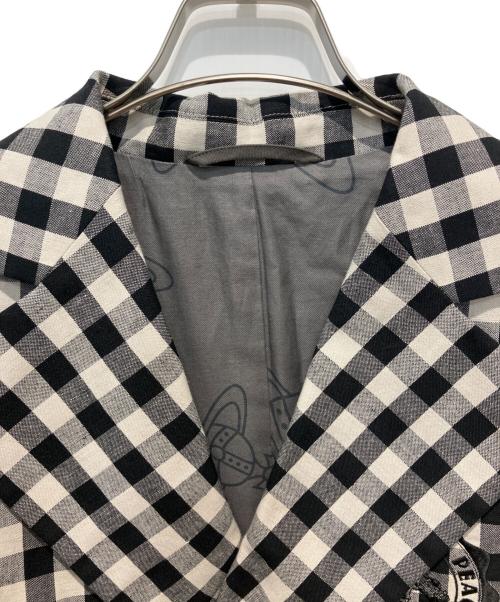 Vivienne Westwood RED LABEL（ヴィヴィアンウエストウッドレッドレーベル）Vivienne Westwood RED LABEL (ヴィヴィアンウエストウッドレッドレーベル) 綿麻ギンガムチェックダブルブレストジャケット ブラック サイズ:02の古着・服飾アイテム