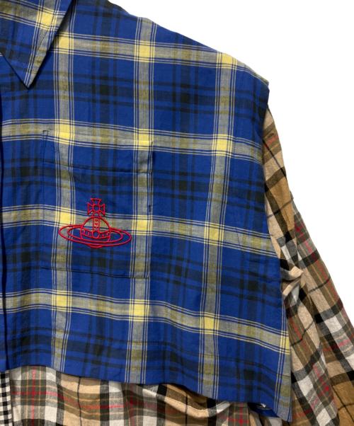 Vivienne Westwood RED LABEL（ヴィヴィアンウエストウッドレッドレーベル）Vivienne Westwood RED LABEL (ヴィヴィアンウエストウッドレッドレーベル) トリプルチェックブロッキングディタッチャブルシャツ ブルー サイズ:00の古着・服飾アイテム