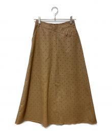 Ameri（アメリ）の古着「DOT FLOCKY LEATHER SKIRT」｜ベージュ