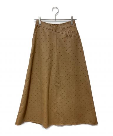 中古・古着通販】Ameri (アメリ) DOT FLOCKY LEATHER SKIRT ベージュ