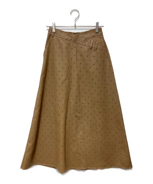 Ameri（アメリ）Ameri (アメリ) DOT FLOCKY LEATHER SKIRT ベージュ サイズ:Mの古着・服飾アイテム
