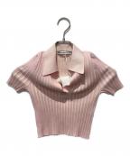 T by ALEXANDER WANGティーバイアレキサンダーワン）の古着「RIBBED S/S POLO PULLOVER」｜ピンク