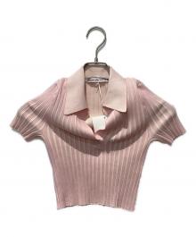 T by ALEXANDER WANG（ティーバイアレキサンダーワン）の古着「RIBBED S/S POLO PULLOVER」｜ピンク