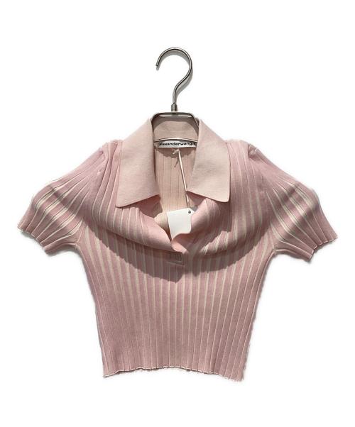 T by ALEXANDER WANG（ティーバイアレキサンダーワン）T by ALEXANDER WANG (ティーバイアレキサンダーワン) RIBBED S/S POLO PULLOVER ピンク サイズ:XSの古着・服飾アイテム