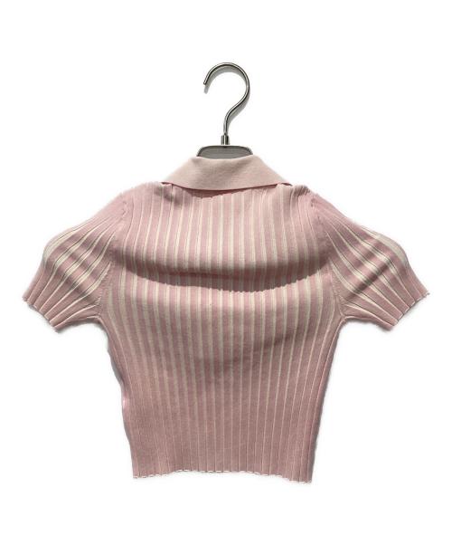 T by ALEXANDER WANG（ティーバイアレキサンダーワン）T by ALEXANDER WANG (ティーバイアレキサンダーワン) RIBBED S/S POLO PULLOVER ピンク サイズ:XSの古着・服飾アイテム
