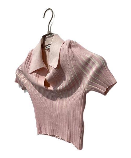 T by ALEXANDER WANG（ティーバイアレキサンダーワン）T by ALEXANDER WANG (ティーバイアレキサンダーワン) RIBBED S/S POLO PULLOVER ピンク サイズ:XSの古着・服飾アイテム