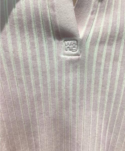 T by ALEXANDER WANG（ティーバイアレキサンダーワン）T by ALEXANDER WANG (ティーバイアレキサンダーワン) RIBBED S/S POLO PULLOVER ピンク サイズ:XSの古着・服飾アイテム