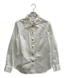 Vivienne Westwood RED LABEL（ヴィヴィアンウエストウッドレッドレーベル）の古着「ストライプボウタイブラウス」｜ホワイト