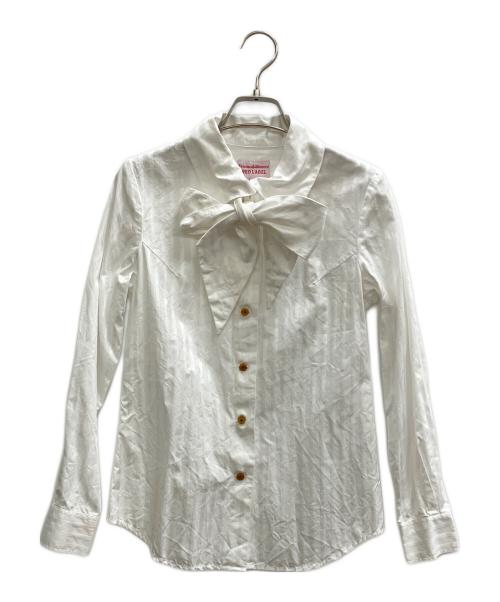 Vivienne Westwood RED LABEL（ヴィヴィアンウエストウッドレッドレーベル）Vivienne Westwood RED LABEL (ヴィヴィアンウエストウッドレッドレーベル) ストライプボウタイブラウス ホワイト サイズ:1の古着・服飾アイテム