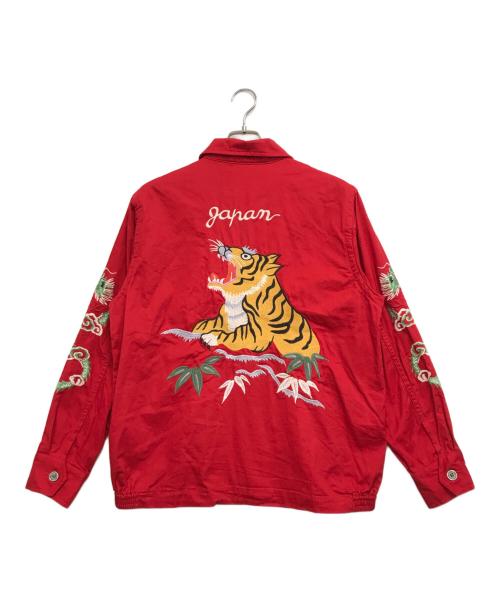 HOUSTON（ヒューストン）HOUSTON (ヒューストン) 刺繍ハリントンジャケット レッド サイズ:Lの古着・服飾アイテム