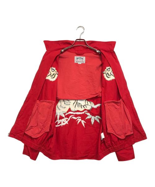 HOUSTON（ヒューストン）HOUSTON (ヒューストン) 刺繍ハリントンジャケット レッド サイズ:Lの古着・服飾アイテム