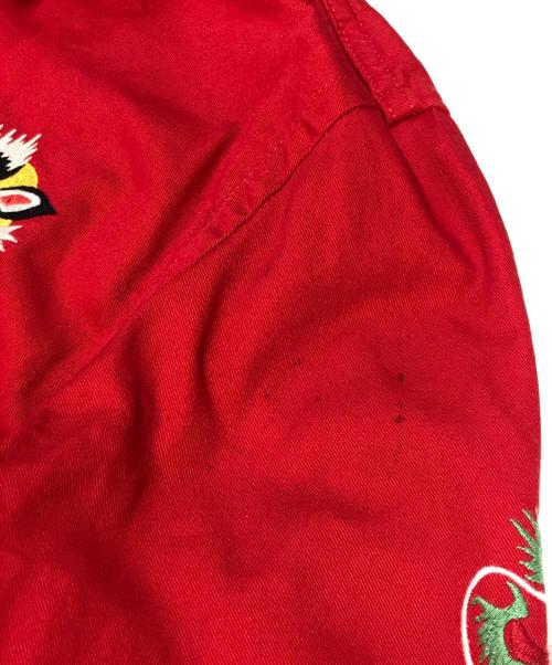 HOUSTON（ヒューストン）HOUSTON (ヒューストン) 刺繍ハリントンジャケット レッド サイズ:Lの古着・服飾アイテム