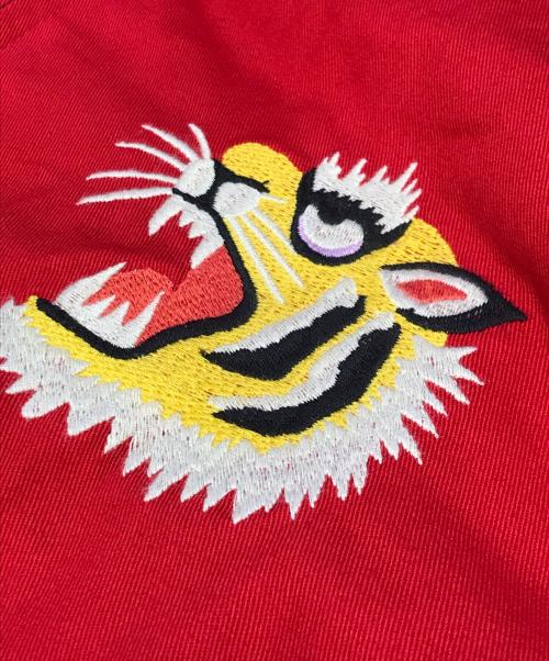 HOUSTON（ヒューストン）HOUSTON (ヒューストン) 刺繍ハリントンジャケット レッド サイズ:Lの古着・服飾アイテム