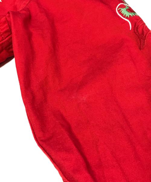 HOUSTON（ヒューストン）HOUSTON (ヒューストン) 刺繍ハリントンジャケット レッド サイズ:Lの古着・服飾アイテム