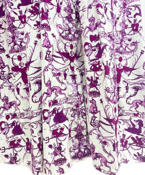 patou（パトゥ）patou Organic Cotton Ruffle Sleeve Printed Maxi Dress/オーガニックコットン ラッフルスリーブ プリント マキシドレス/DR08701195041 ホワイト×パープル サイズ:36の古着・服飾アイテム