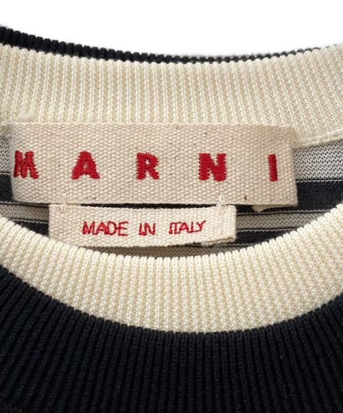 MARNI（マルニ）MARNI (マルニ) レイヤード コントラストストライプ セーター ベージュ×ブラック サイズ:42の古着・服飾アイテム