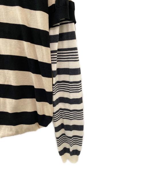 MARNI（マルニ）MARNI (マルニ) レイヤード コントラストストライプ セーター ベージュ×ブラック サイズ:42の古着・服飾アイテム