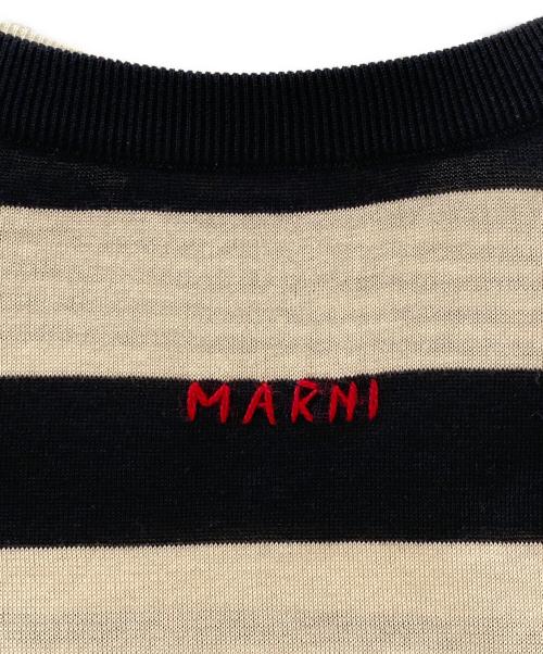 MARNI（マルニ）MARNI (マルニ) レイヤード コントラストストライプ セーター ベージュ×ブラック サイズ:42の古着・服飾アイテム