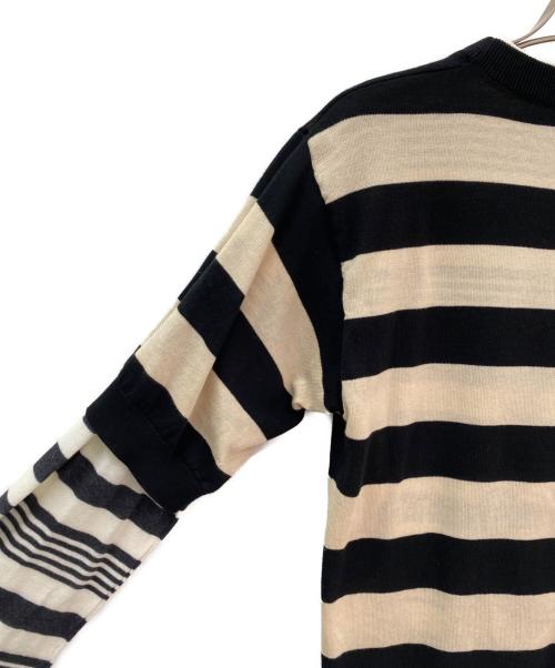 MARNI（マルニ）MARNI (マルニ) レイヤード コントラストストライプ セーター ベージュ×ブラック サイズ:42の古着・服飾アイテム
