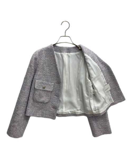 ANAYI（アナイ）ANAYI (アナイ) メタルシャギーツイードＶネック ジャケット ラベンダー サイズ:36の古着・服飾アイテム