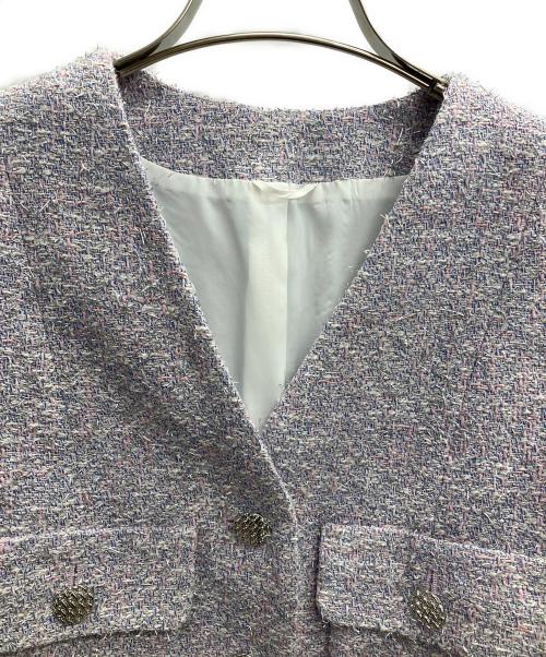 ANAYI（アナイ）ANAYI (アナイ) メタルシャギーツイードＶネック ジャケット ラベンダー サイズ:36の古着・服飾アイテム