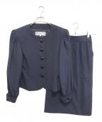 Yves Saint Laurent  Diffusion Femmesイヴ・サンローラン ディフュージョン・ファム）の古着「ノーカラー セットアップ」｜ネイビー