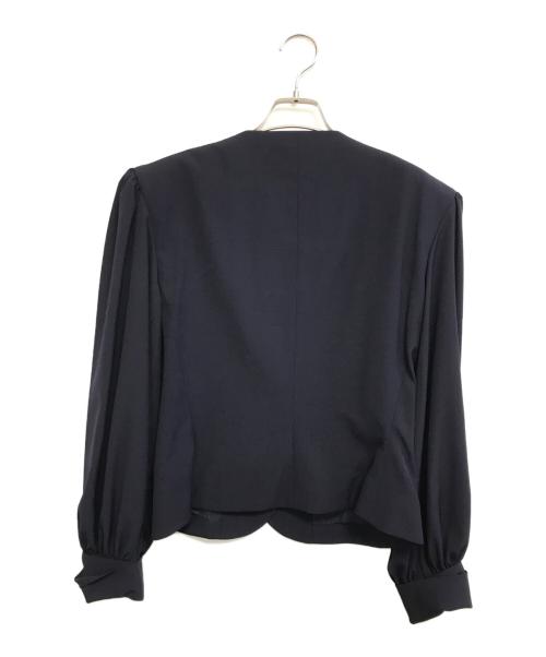 Yves Saint Laurent  Diffusion Femmes（イヴ・サンローラン ディフュージョン・ファム）Yves Saint Laurent  Diffusion Femmes (イヴ・サンローラン ディフュージョン・ファム) ノーカラー セットアップ ネイビー サイズ:Mの古着・服飾アイテム