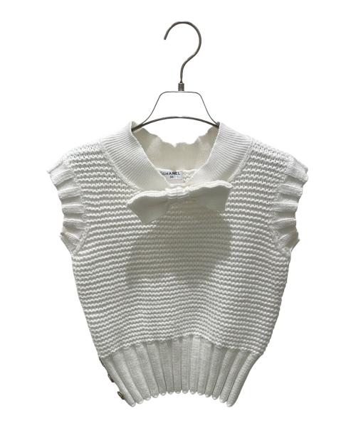 CHANEL（シャネル）CHANEL (シャネル) 08P リボンノースリーブニット ホワイト サイズ:38の古着・服飾アイテム