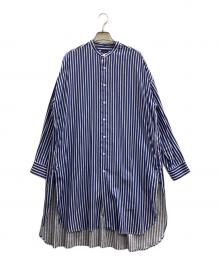 R&D.M.Co-OLDMAN'S TAILOR（オールドマンズテーラー）の古着「リネン混ストライプシャツワンピース」｜ブルー