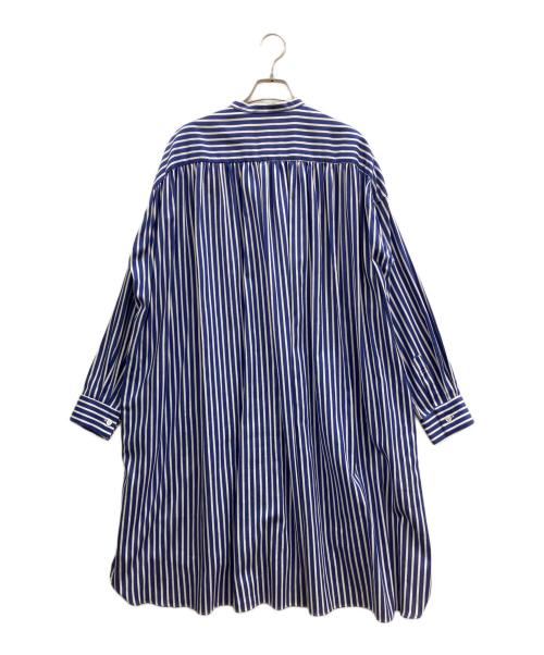 R&D.M.Co-OLDMAN'S TAILOR（オールドマンズテーラー）R&D.M.Co-OLDMAN'S TAILOR (オールドマンズテーラー) リネン混ストライプシャツワンピース ブルー サイズ:Sの古着・服飾アイテム