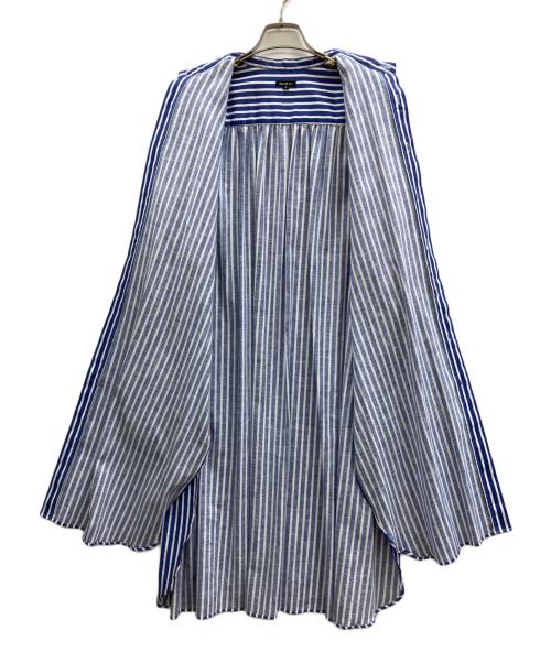 R&D.M.Co-OLDMAN'S TAILOR（オールドマンズテーラー）R&D.M.Co-OLDMAN'S TAILOR (オールドマンズテーラー) リネン混ストライプシャツワンピース ブルー サイズ:Sの古着・服飾アイテム