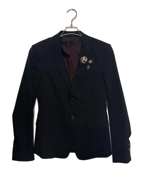 BALMAIN（バルマン）BALMAIN (バルマン) エンブレムバッチピアステーラードジャケット ブラック サイズ:44の古着・服飾アイテム
