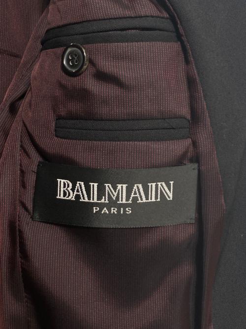 BALMAIN（バルマン）BALMAIN (バルマン) エンブレムバッチピアステーラードジャケット ブラック サイズ:44の古着・服飾アイテム