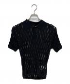 TAAKKターク）の古着「WAVEFORM MESH POLO KNIT」｜ブラック