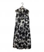 COMME des GARCONSコムデギャルソン）の古着「シフォン ノースリーブ総柄ワンピース」｜ブラック×ホワイト